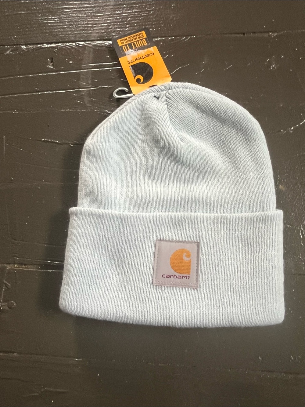 Carhartt Light Blue Knit Cuffed Beanie with Logo Patch